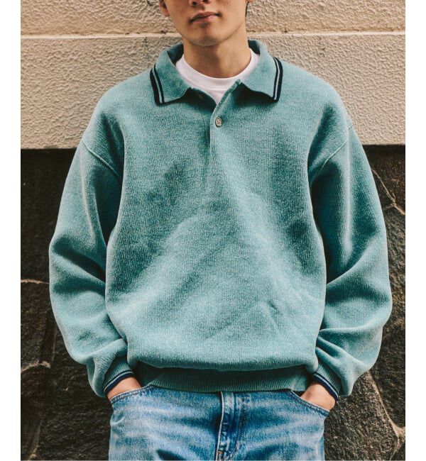 417 EDIFICE「モールニットポロシャツ」|ポロシャツ|ブルー