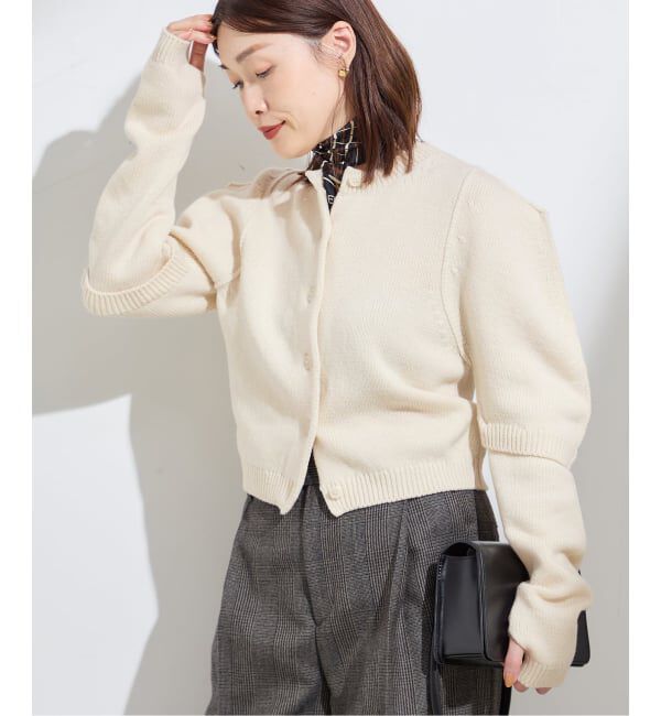 journal standard L'essage「【JANE SMITH】7G BIG SHOULDER CREW CARDIGAN：カーディガン」|カーディガン|