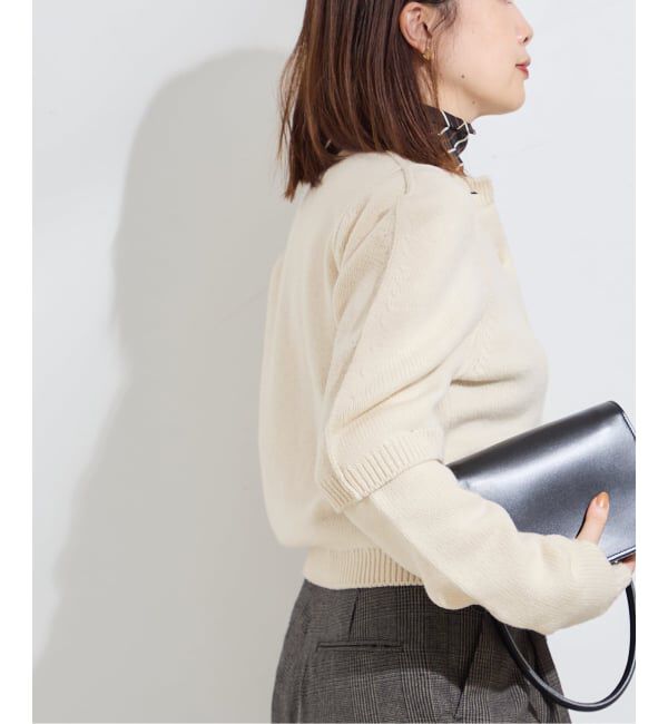 journal standard L'essage「【JANE SMITH】7G BIG SHOULDER CREW CARDIGAN：カーディガン」|カーディガン|