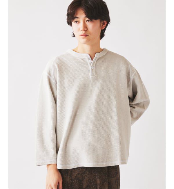 JOURNAL STANDARD relume「《予約》製品染め バックピケ ヘンリーネック 7分袖 Tシャツ」|Tシャツ・カットソー|