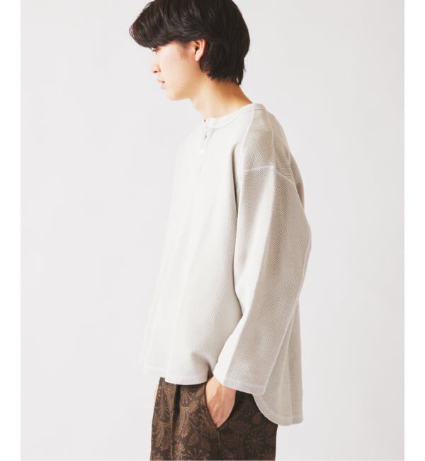 JOURNAL STANDARD relume「《予約》製品染め バックピケ ヘンリーネック 7分袖 Tシャツ」|Tシャツ・カットソー|