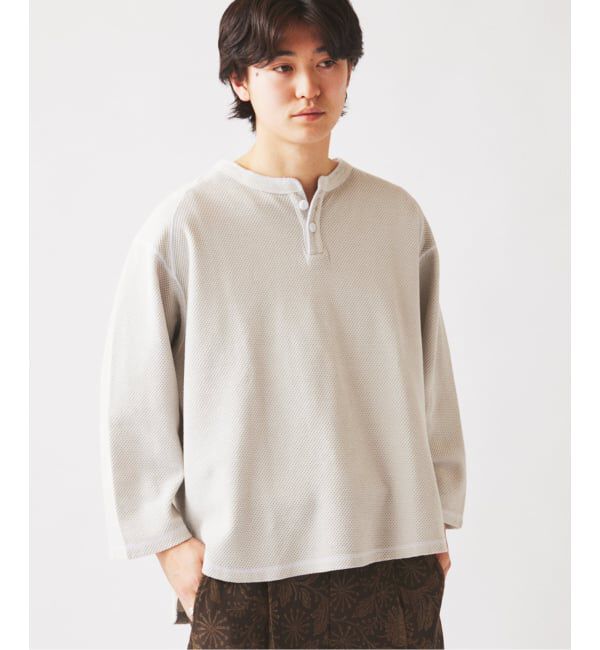 JOURNAL STANDARD relume「《予約》製品染め バックピケ ヘンリーネック 7分袖 Tシャツ」|Tシャツ・カットソー|