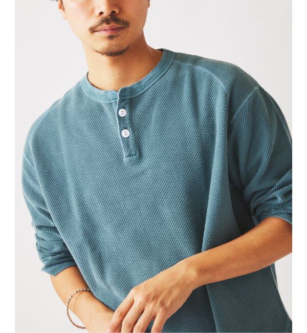 JOURNAL STANDARD relume「《予約》製品染め バックピケ ヘンリーネック 7分袖 Tシャツ」|Tシャツ・カットソー|