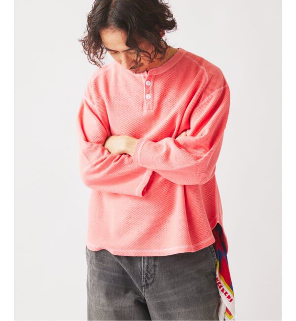 JOURNAL STANDARD relume「《予約》製品染め バックピケ ヘンリーネック 7分袖 Tシャツ」|Tシャツ・カットソー|