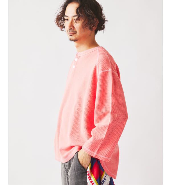 JOURNAL STANDARD relume「《予約》製品染め バックピケ ヘンリーネック 7分袖 Tシャツ」|Tシャツ・カットソー|