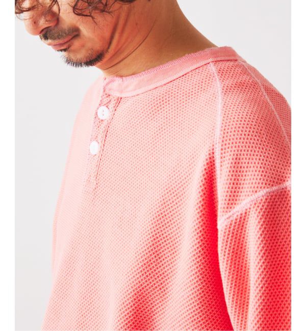 JOURNAL STANDARD relume「《予約》製品染め バックピケ ヘンリーネック 7分袖 Tシャツ」|Tシャツ・カットソー|