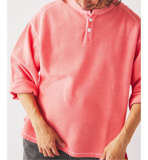 JOURNAL STANDARD relume「《予約》製品染め バックピケ ヘンリーネック 7分袖 Tシャツ」|Tシャツ・カットソー|