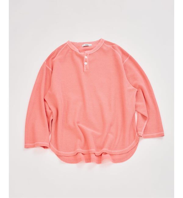JOURNAL STANDARD relume「《予約》製品染め バックピケ ヘンリーネック 7分袖 Tシャツ」|Tシャツ・カットソー|ピンク A