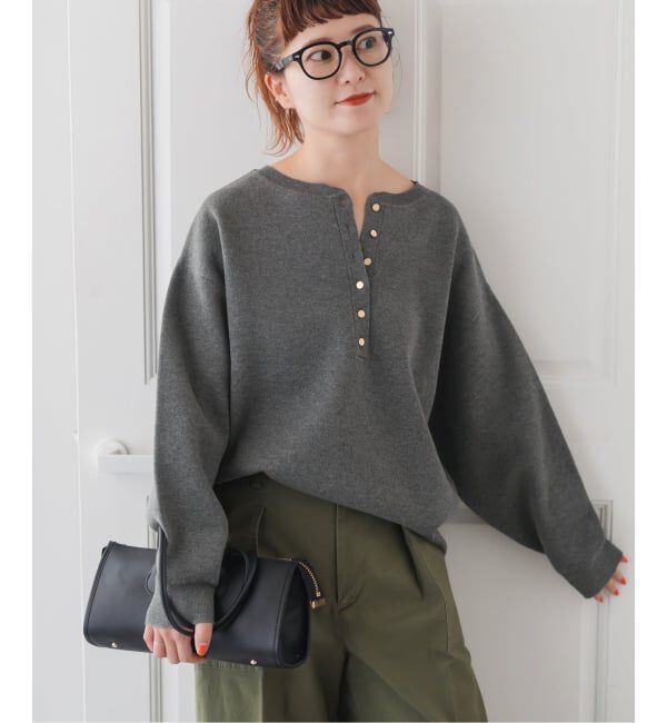 Spick and Span「《WEB限定》メタルボタンヘンリーネックニット」|ニット・セーター|