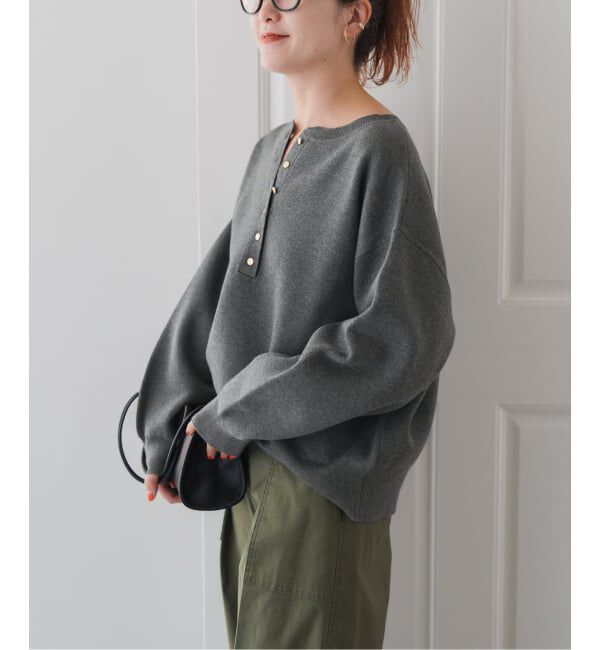 Spick and Span「《WEB限定》メタルボタンヘンリーネックニット」|ニット・セーター|