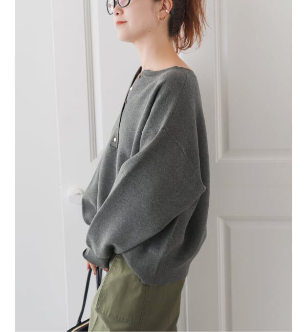 Spick and Span「《WEB限定》メタルボタンヘンリーネックニット」|ニット・セーター|
