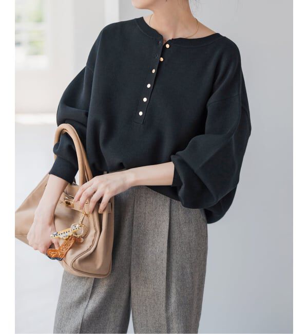 Spick and Span「《WEB限定》メタルボタンヘンリーネックニット」|ニット・セーター|