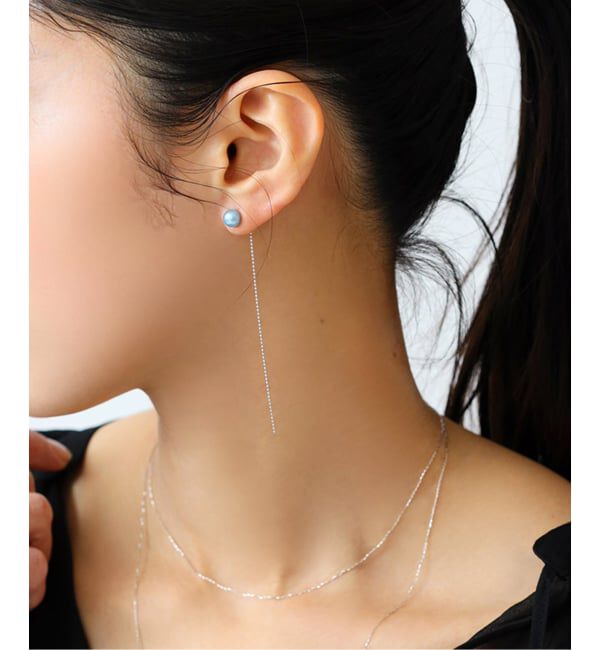 Lilas by Spick&Span「インディゴパール1粒ピンピアス K10（両耳）」|ピアス|