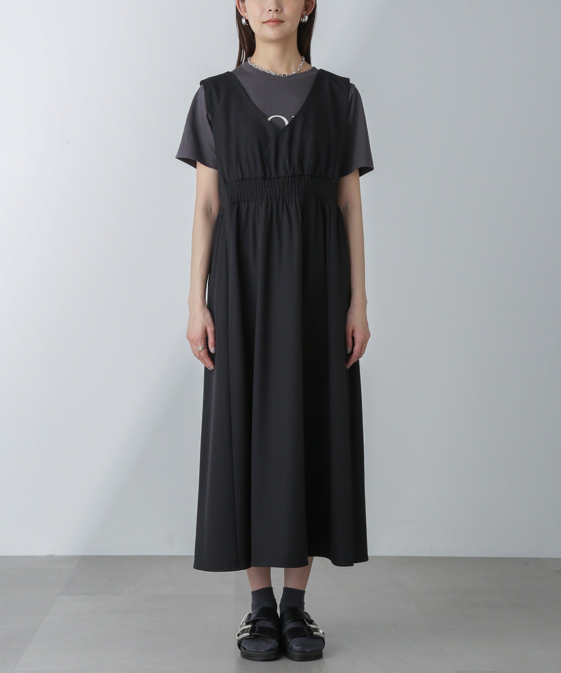 nano･universe「前後2wayギャザー切り替えワンピース」|ワンピース|