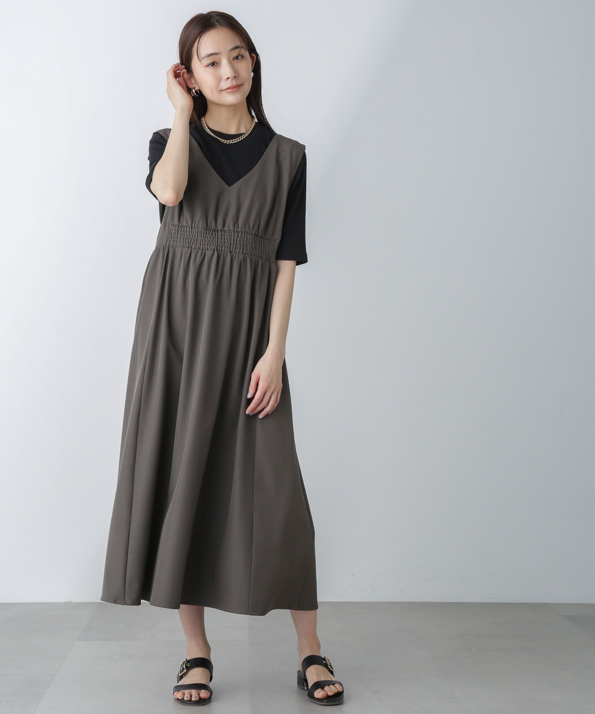 nano･universe「前後2wayギャザー切り替えワンピース」|ワンピース|モカ3