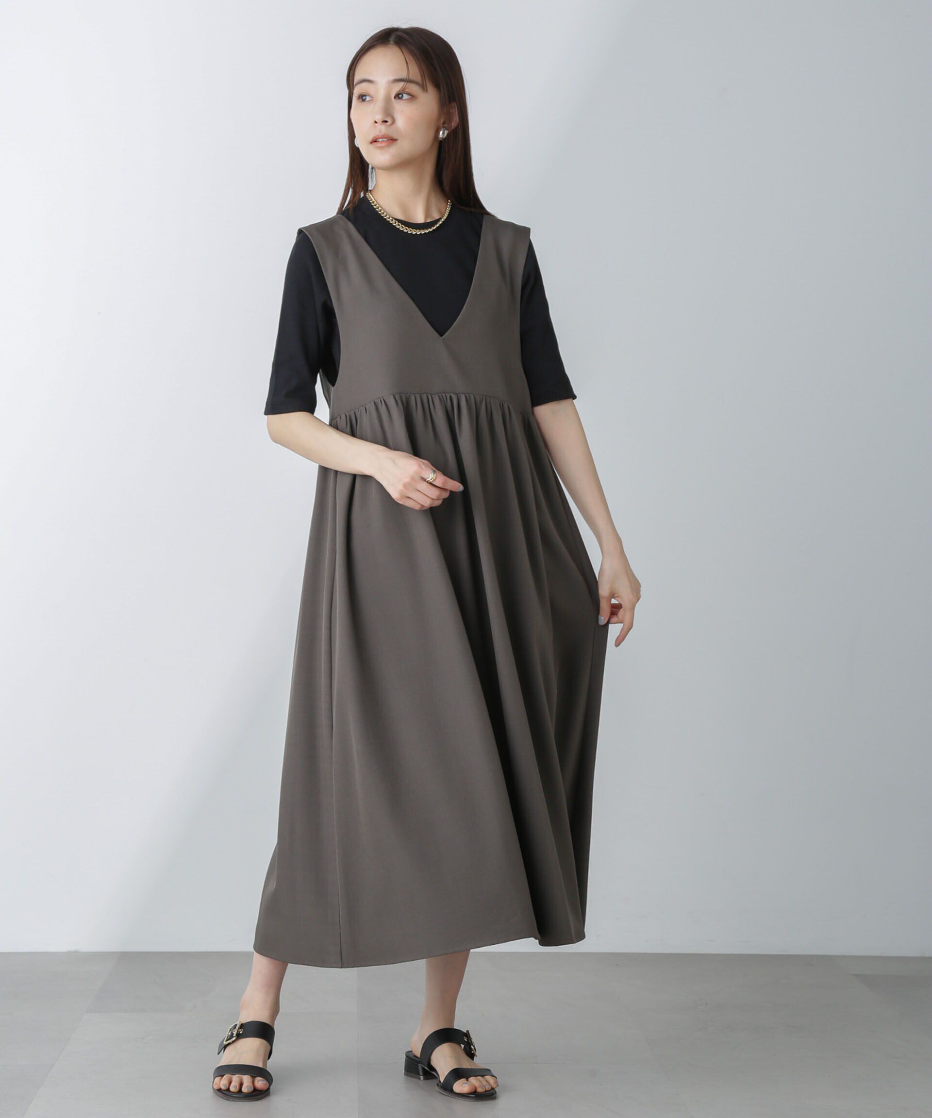 nano･universe「前後2wayギャザー切り替えワンピース」|ワンピース|