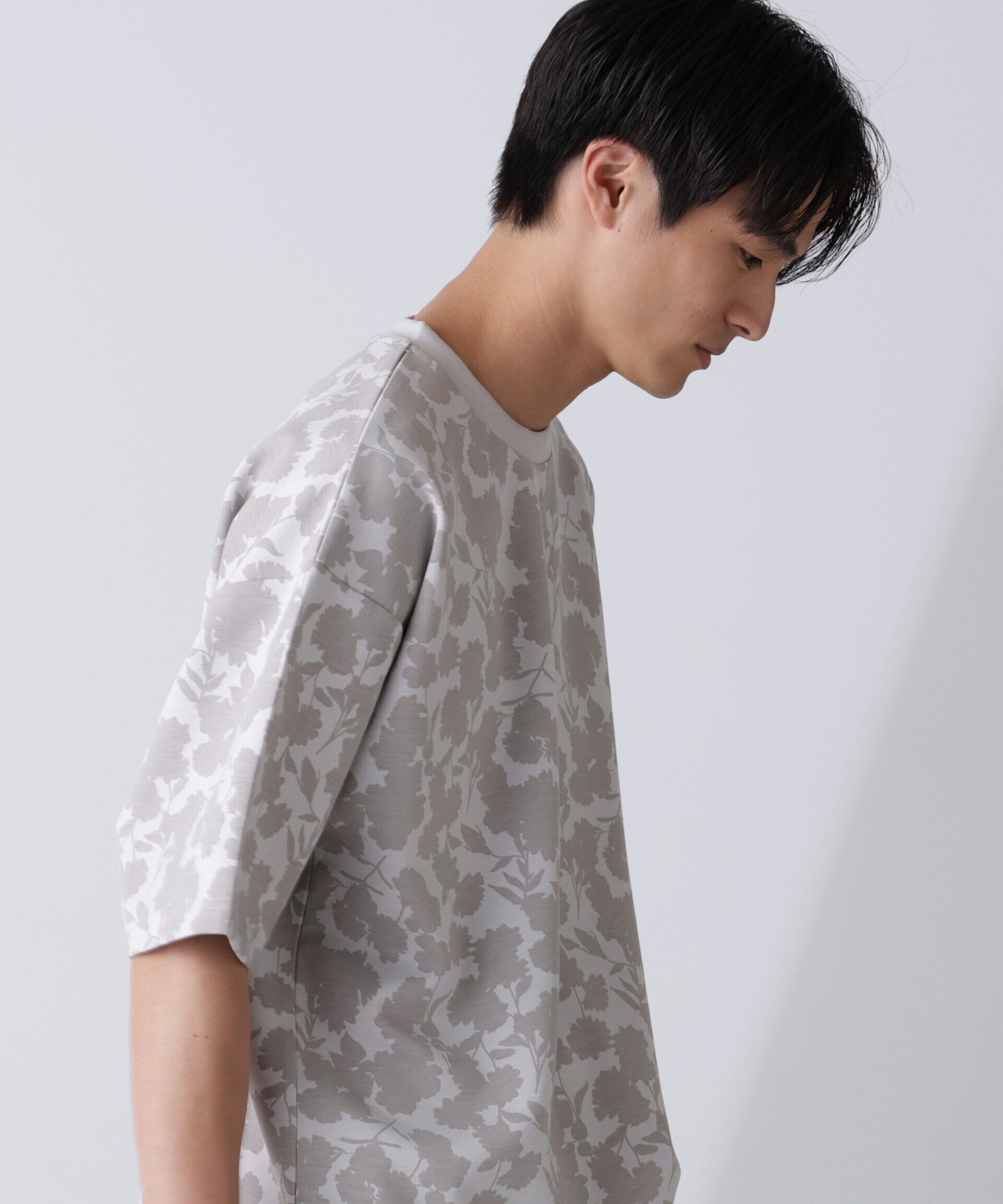 nano･universe「総柄ダンボールワイドTシャツ 半袖」|Tシャツ・カットソー|L.グレー1