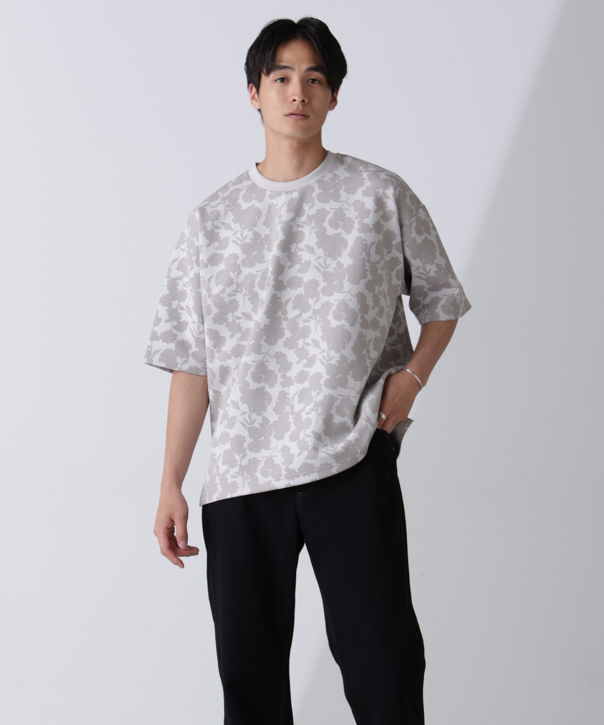 nano･universe「総柄ダンボールワイドTシャツ 半袖」|Tシャツ・カットソー|