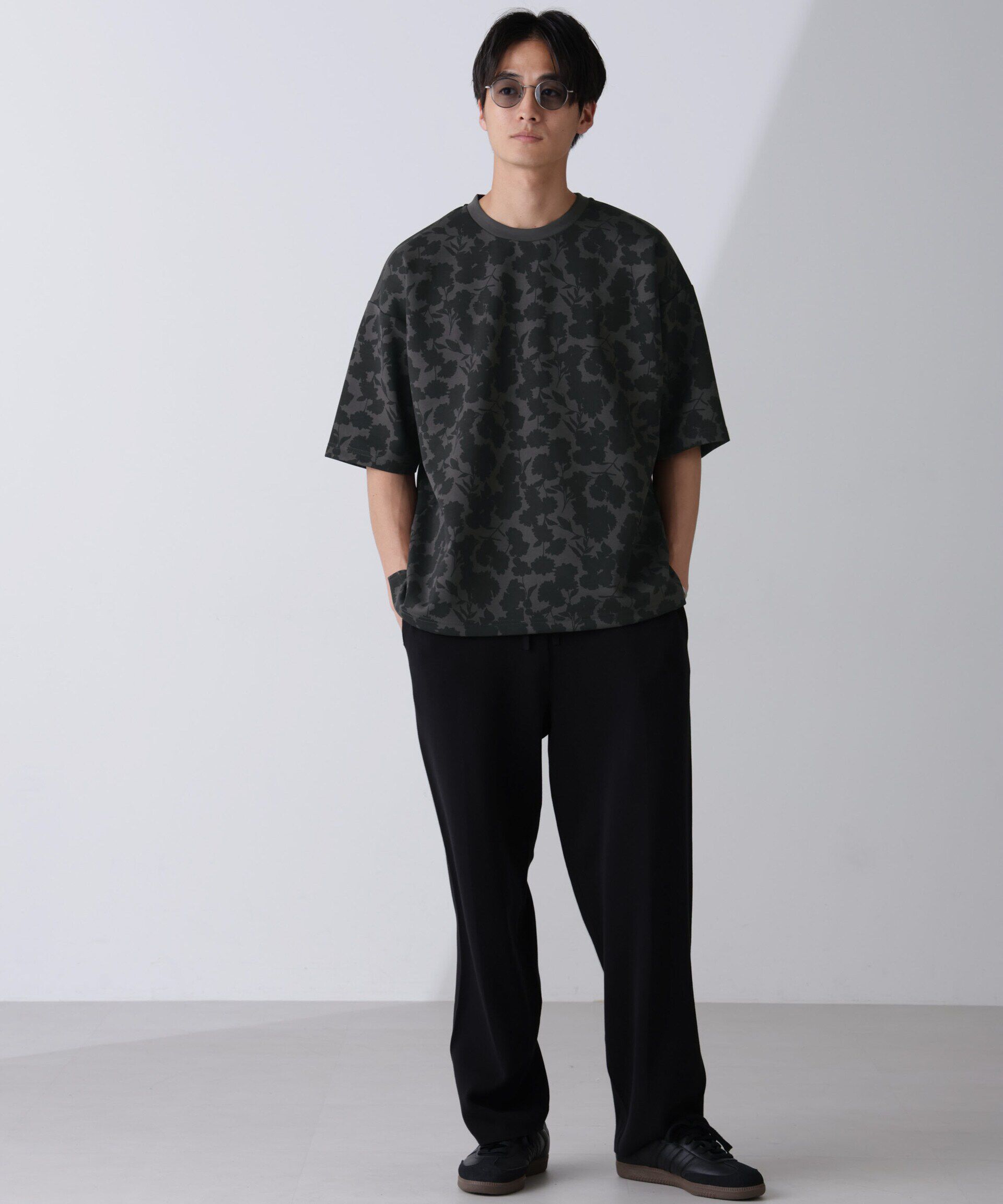 nano･universe「総柄ダンボールワイドTシャツ 半袖」|Tシャツ・カットソー|チャコール3