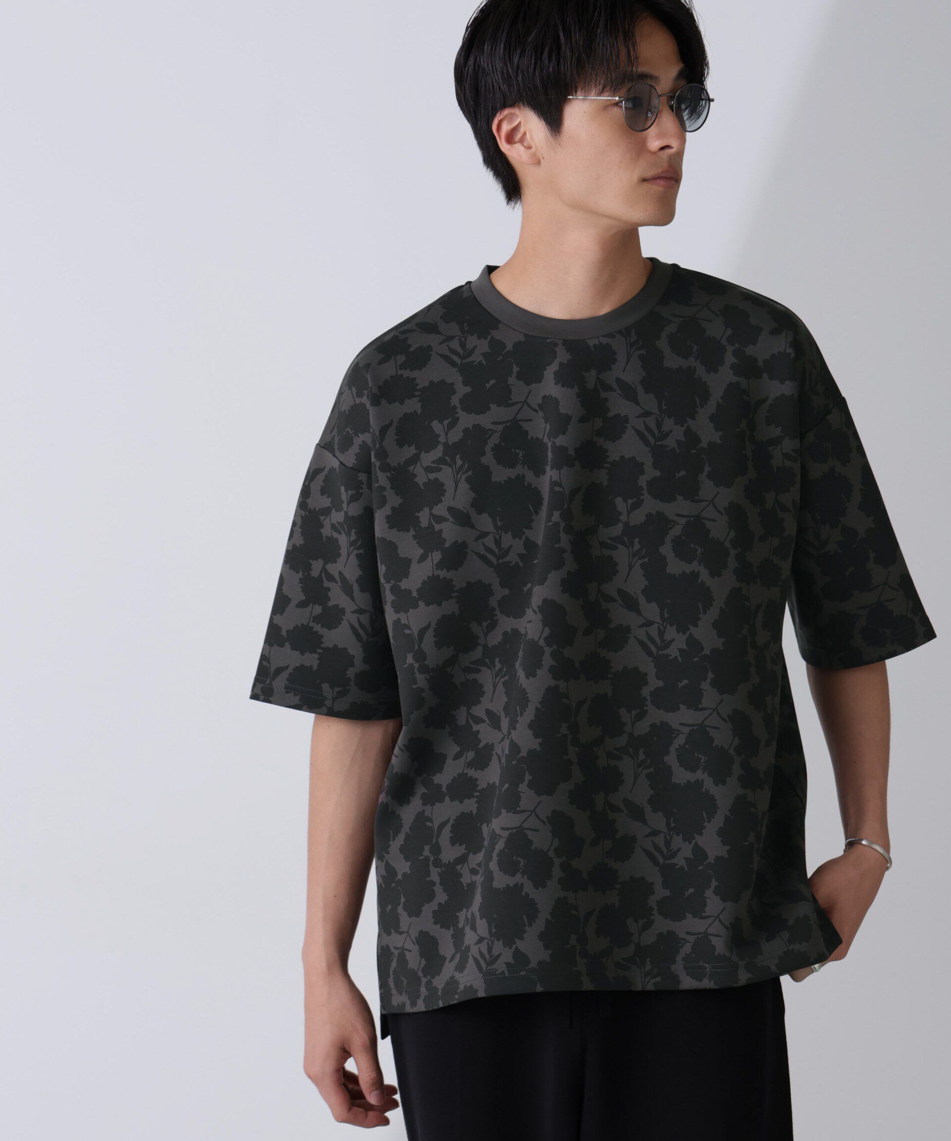 nano･universe「総柄ダンボールワイドTシャツ 半袖」|Tシャツ・カットソー|