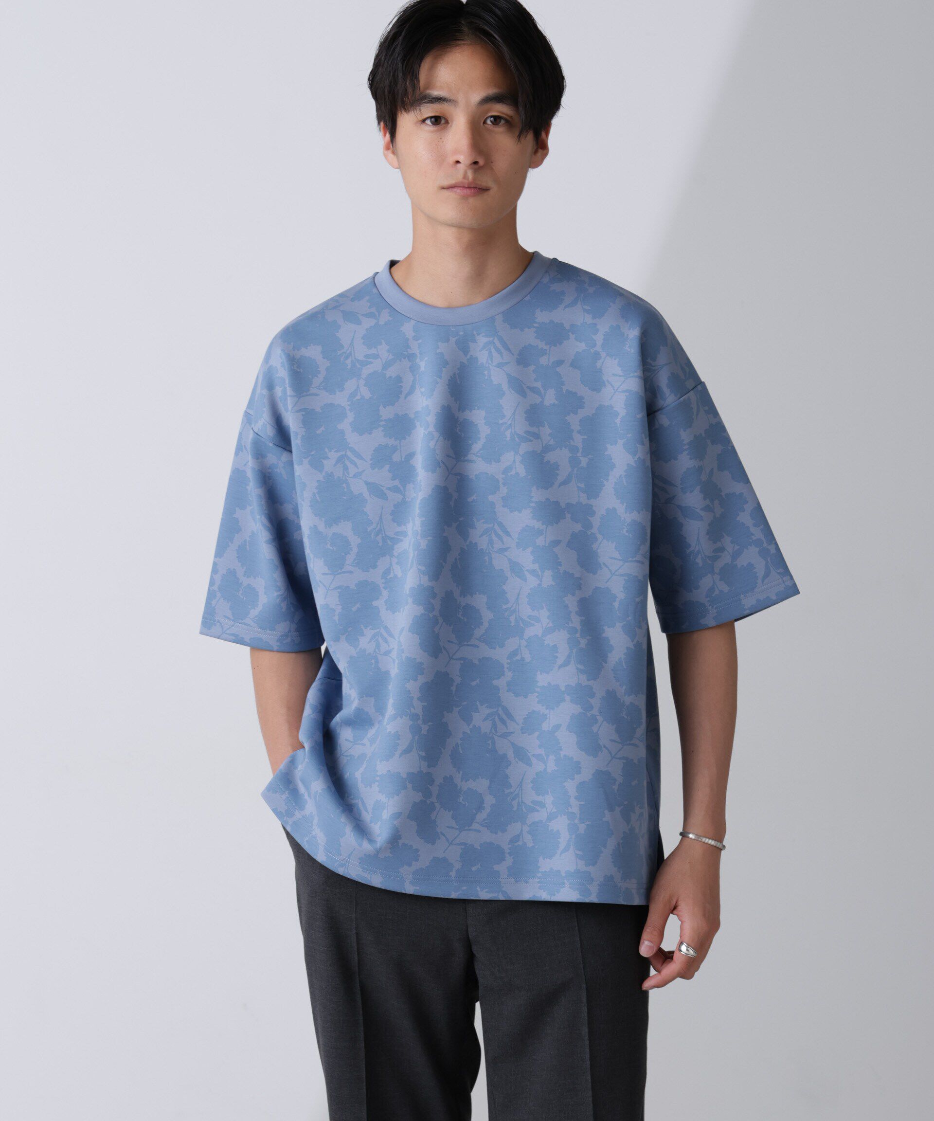 nano･universe「総柄ダンボールワイドTシャツ 半袖」|Tシャツ・カットソー|