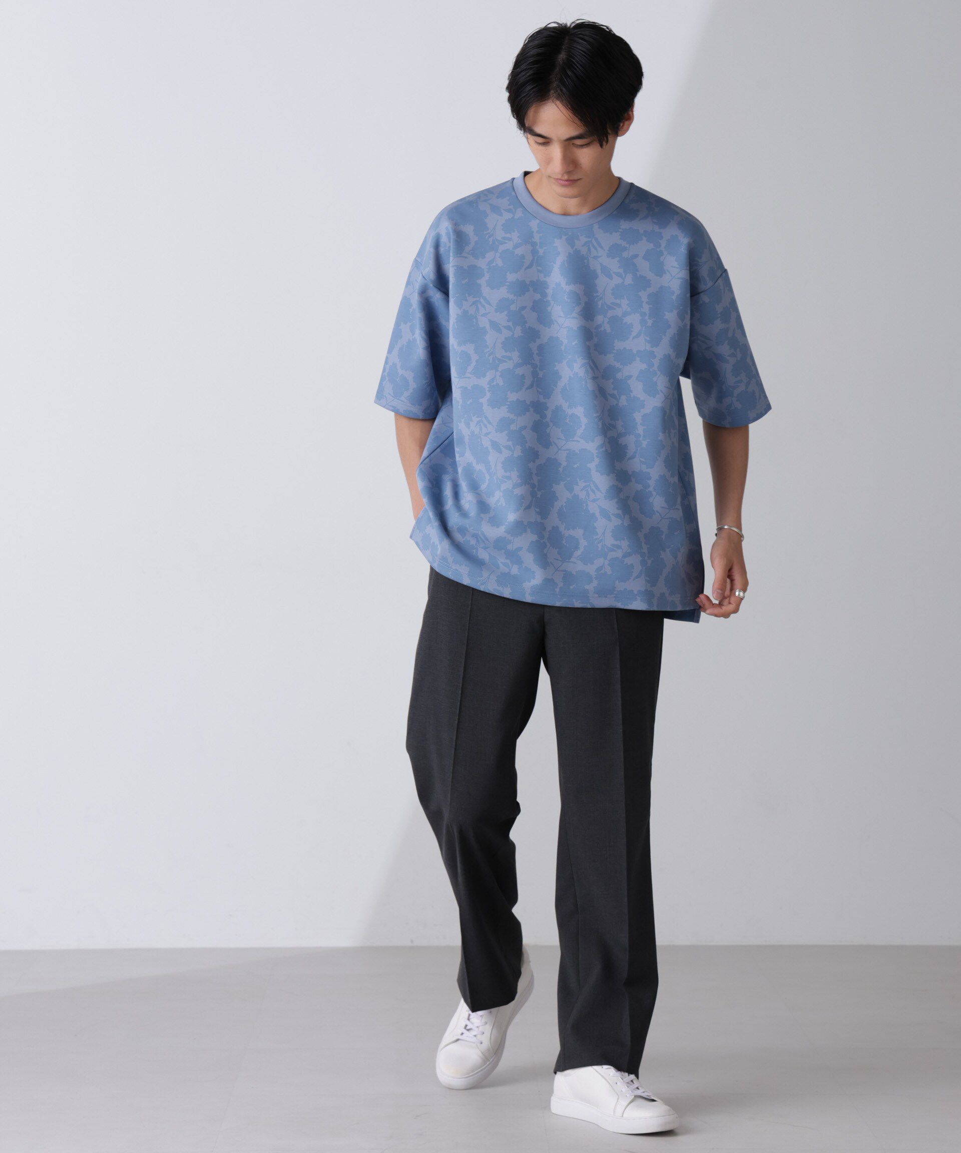 nano･universe「総柄ダンボールワイドTシャツ 半袖」|Tシャツ・カットソー|