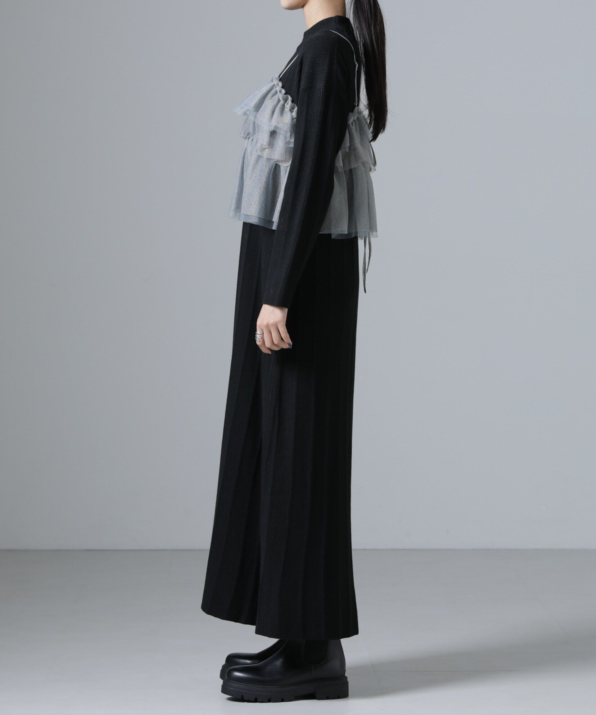 nano･universe「チュールビスチェ＋リブニットワンピースセット」|ワンピース|