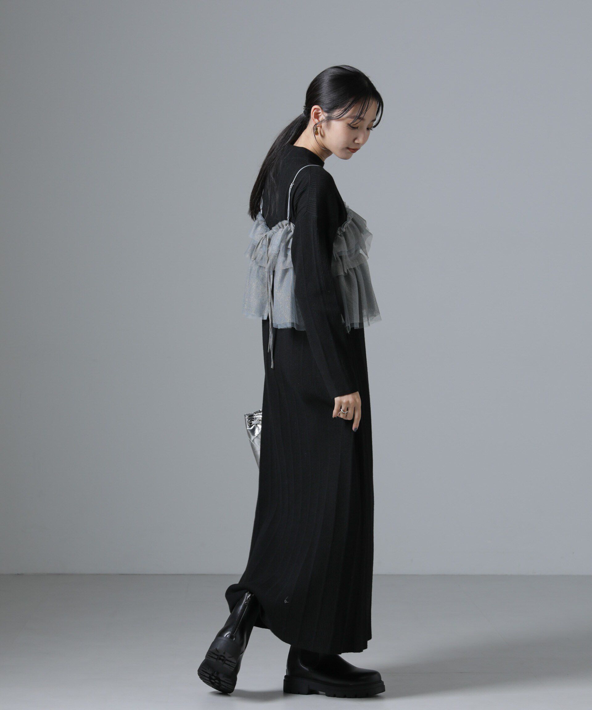 nano･universe「チュールビスチェ＋リブニットワンピースセット」|ワンピース|