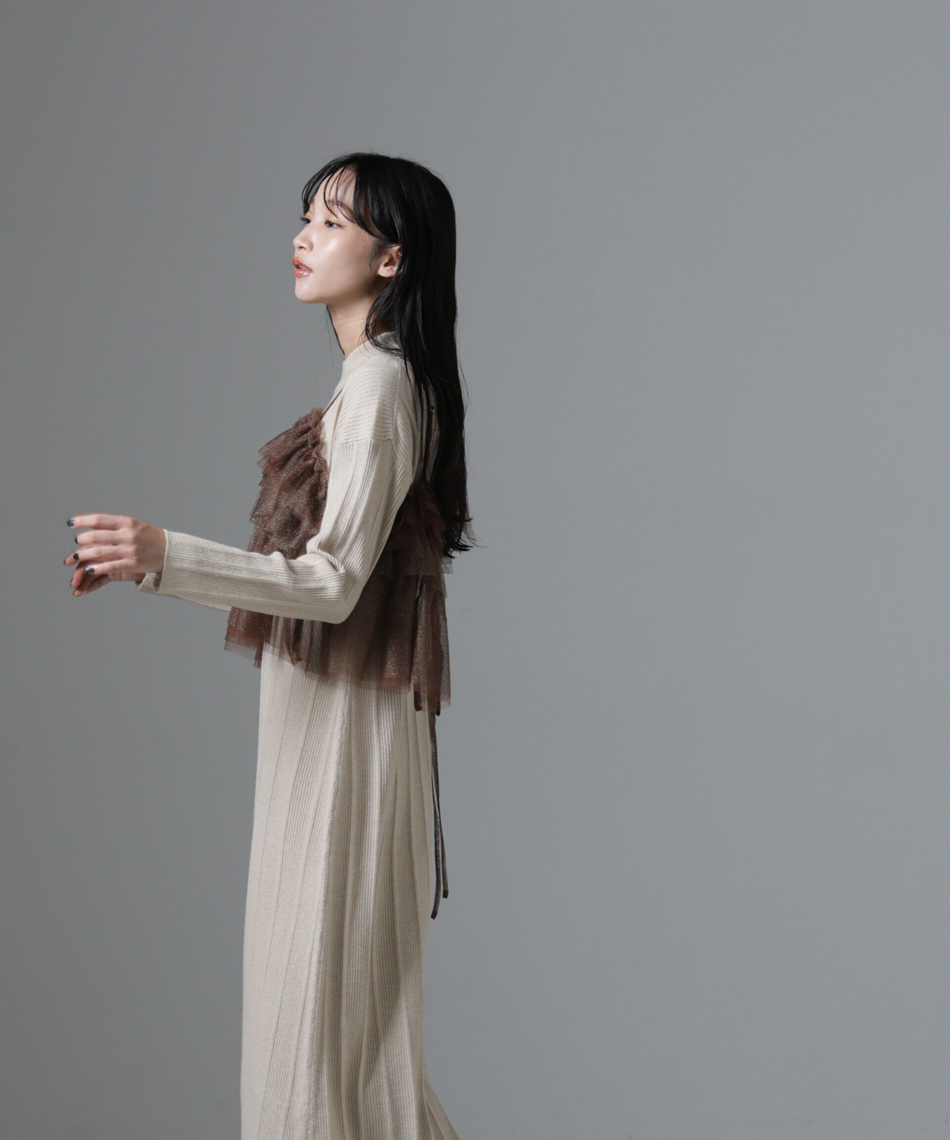 nano･universe「チュールビスチェ＋リブニットワンピースセット」|ワンピース|