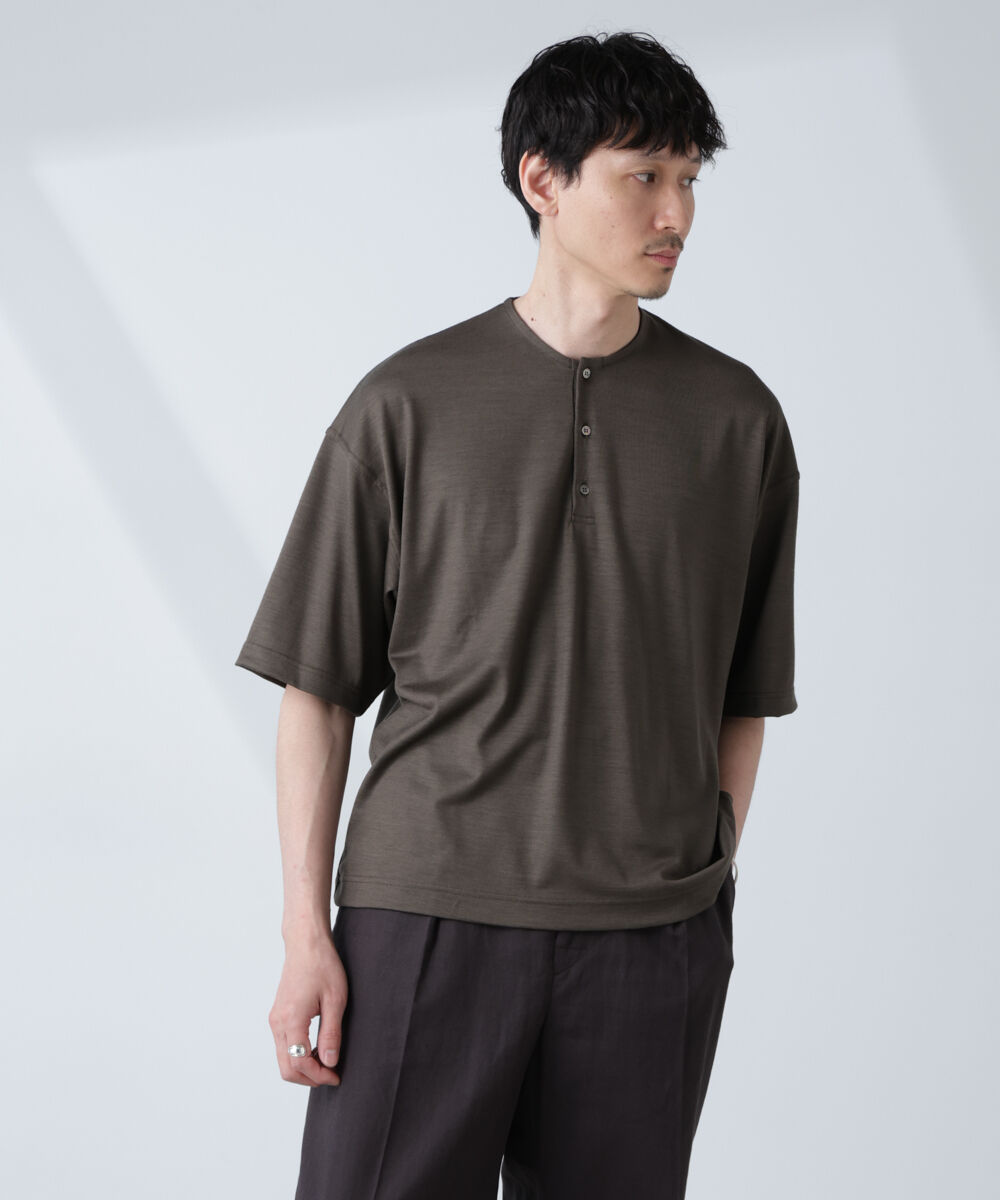 nano･universe「「ALL-DAYS COMFORT 100% WOOL」 ヘンリーネックTEE」|Tシャツ・カットソー|