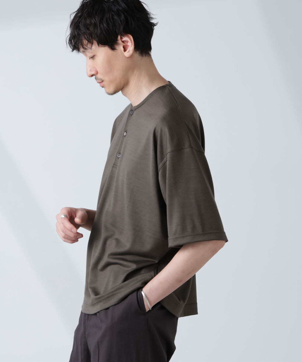nano･universe「「ALL-DAYS COMFORT 100% WOOL」 ヘンリーネックTEE」|Tシャツ・カットソー|