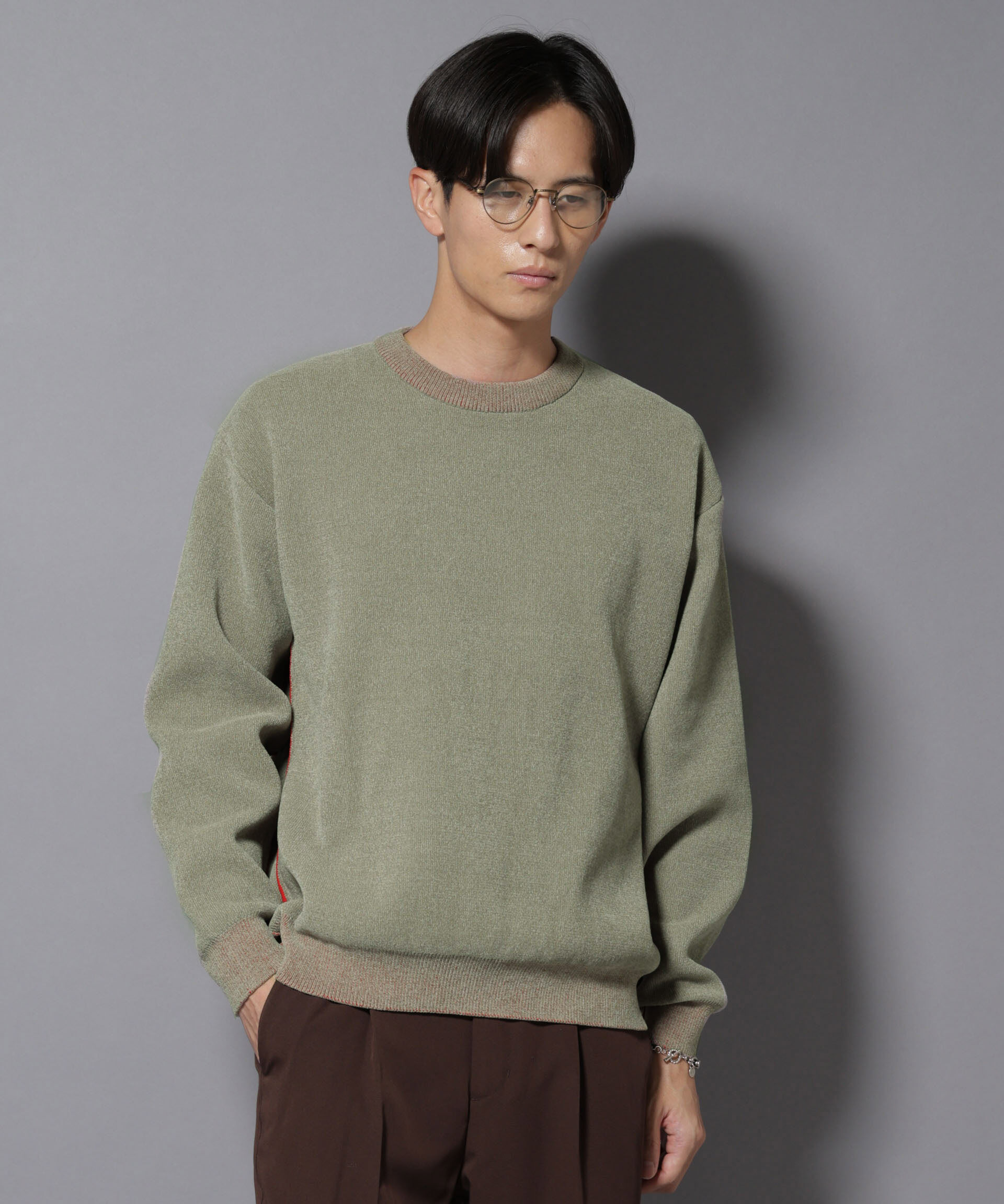 nano･universe「モールヤーンダブルフェイスクルーネックニット」|ニット・セーター|