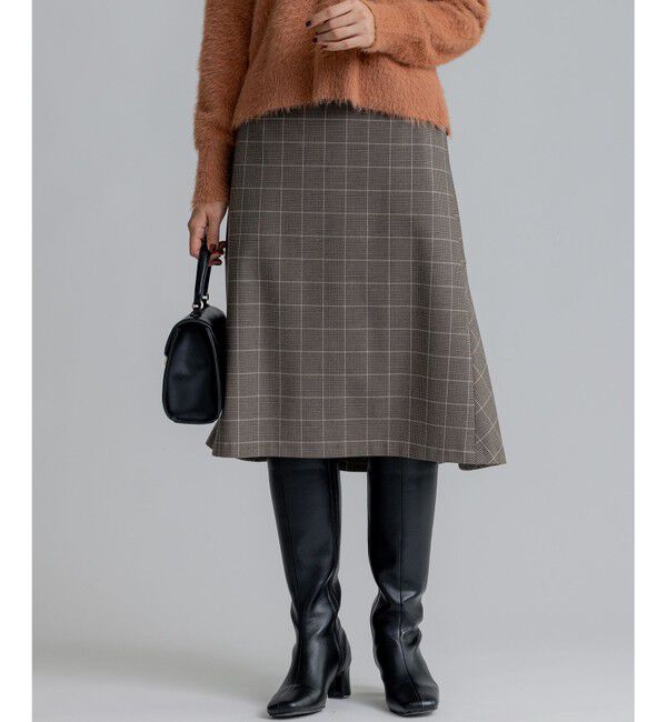 組曲「2WAYウォームストレッチ チェックスカート」|スカート|ベージュ系3