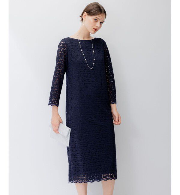 23区「【APPLAUDIR】オプティカルフラワーレース ドレス」|ドレス|ネイビー系