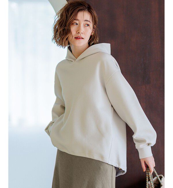 23区「【洗える】コンフォートダンボールジャージー パーカー」|パーカー|ベージュ系