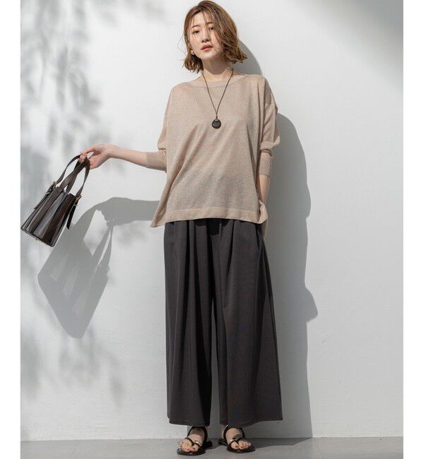 23区「【接触冷感/洗える】ツイストコットンプレーティング ワイド パンツ」|その他|