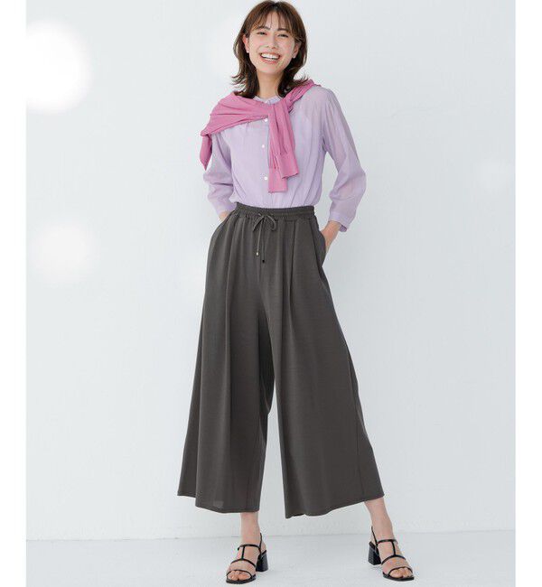 23区「【接触冷感/洗える】ツイストコットンプレーティング ワイド パンツ」|その他|