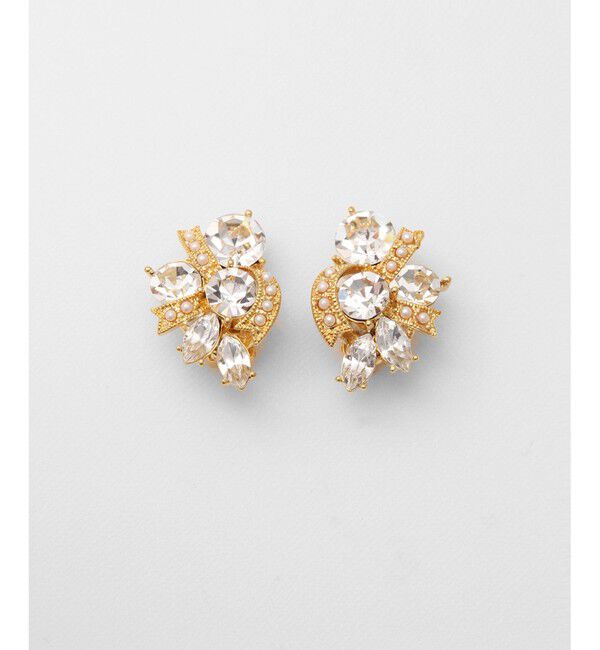 GRACE CONTINENTAL「ラインストーンイヤークリップ」|イヤリング|ゴールド