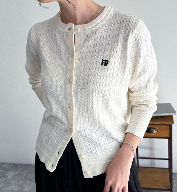 fredy emue「FR刺繍ミニケーブル柄カーディガン」|カーディガン|オフホワイト