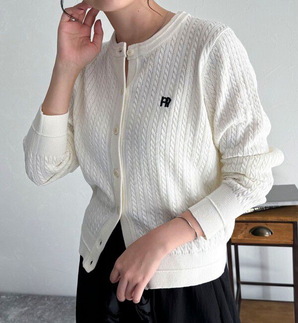 fredy emue「FR刺繍ミニケーブル柄カーディガン」|カーディガン|