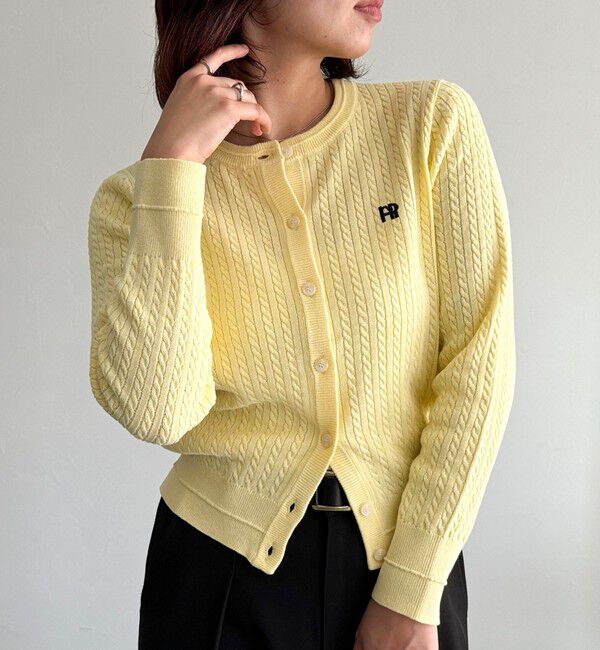 fredy emue「FR刺繍ミニケーブル柄カーディガン」|カーディガン|イエロー