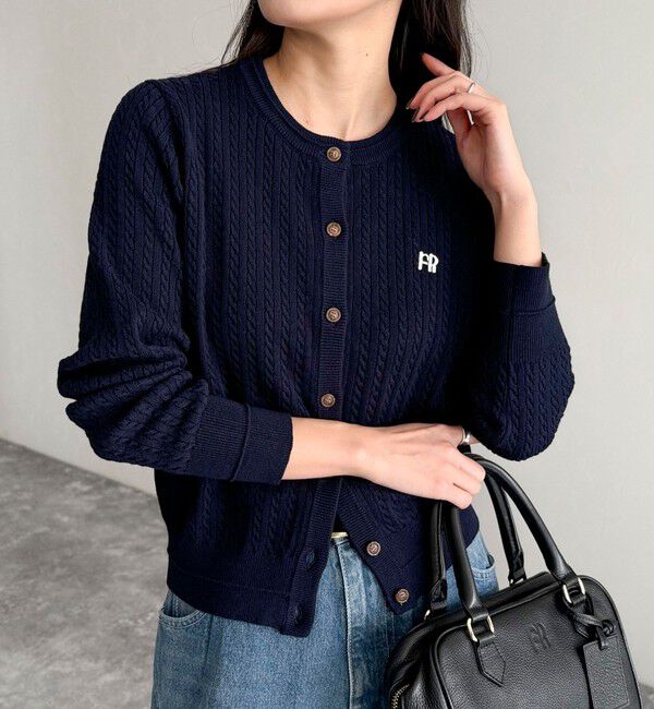 fredy emue「FR刺繍ミニケーブル柄カーディガン」|カーディガン|