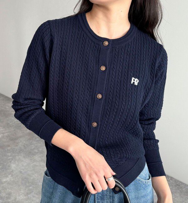 fredy emue「FR刺繍ミニケーブル柄カーディガン」|カーディガン|