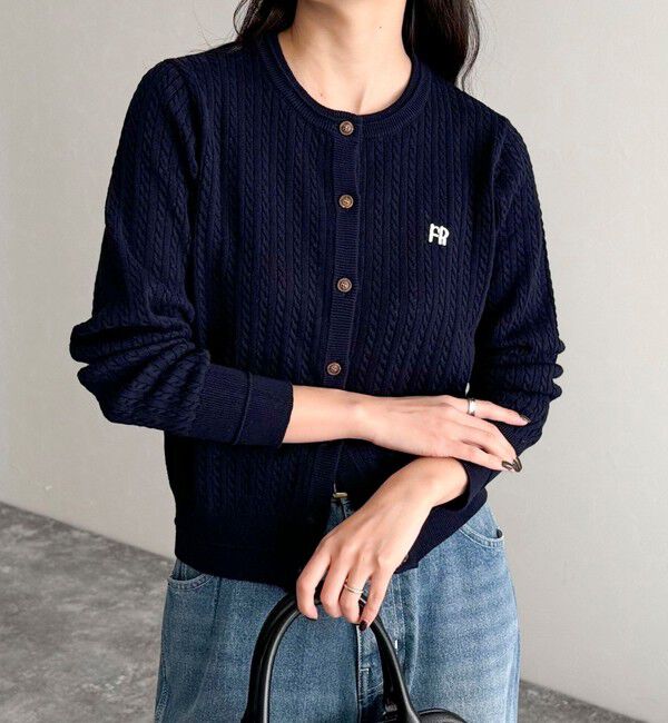 fredy emue「FR刺繍ミニケーブル柄カーディガン」|カーディガン|