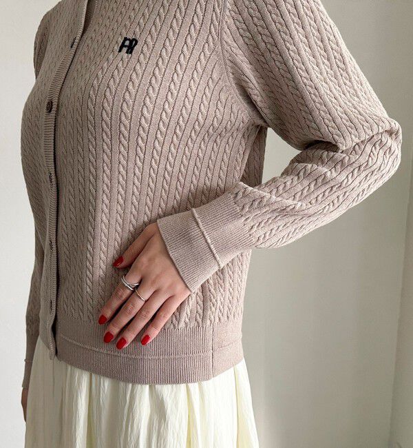 fredy emue「FR刺繍ミニケーブル柄カーディガン」|カーディガン|