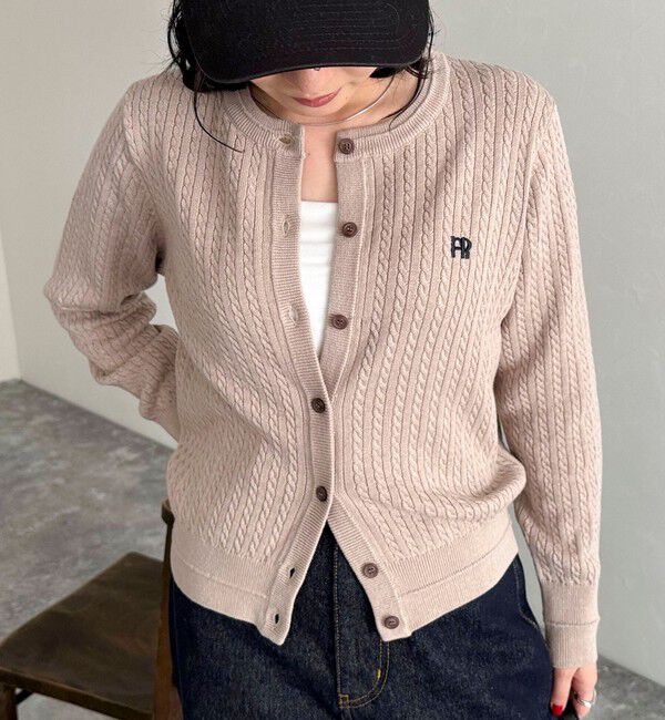 fredy emue「FR刺繍ミニケーブル柄カーディガン」|カーディガン|