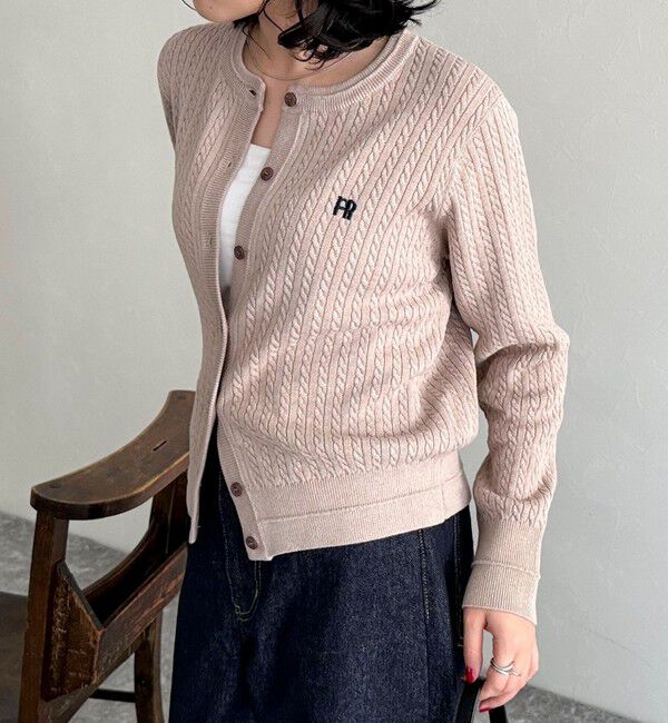 fredy emue「FR刺繍ミニケーブル柄カーディガン」|カーディガン|