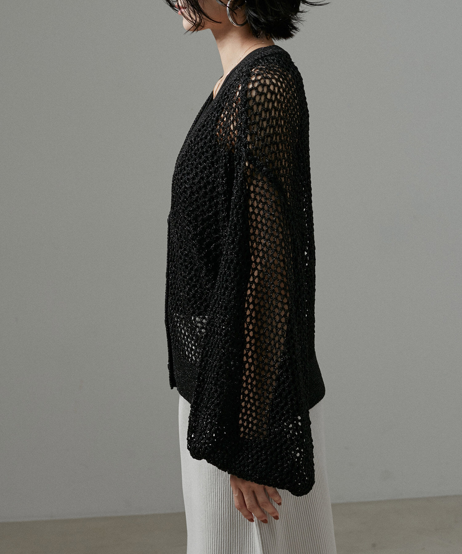 SALON adam et rope'「【WEB限定】ラメメッシュ2WAYカーディガン」|カーディガン|