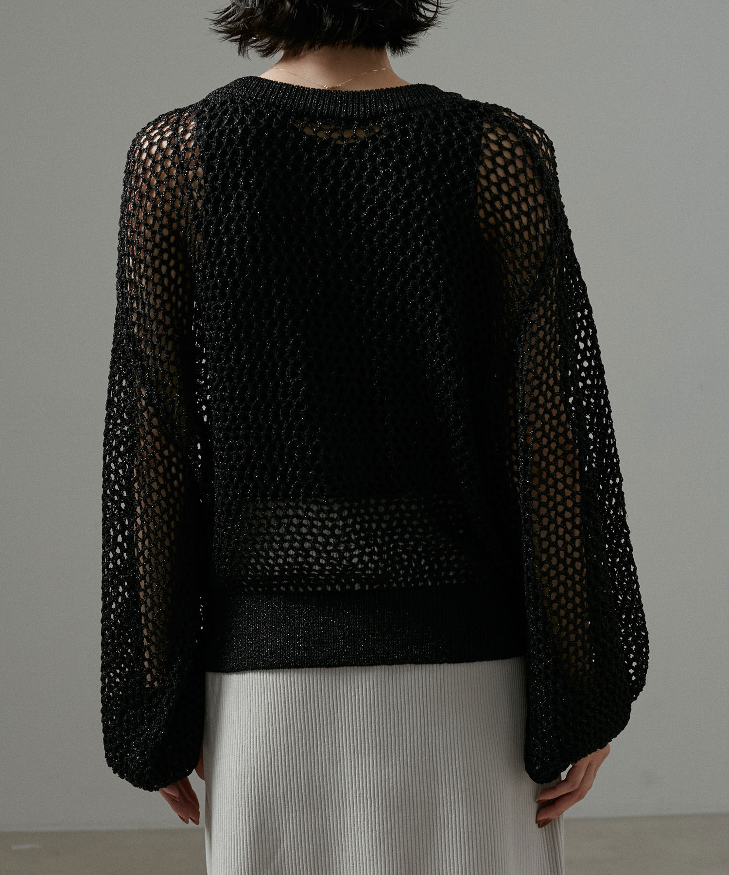 SALON adam et rope'「【WEB限定】ラメメッシュ2WAYカーディガン」|カーディガン|