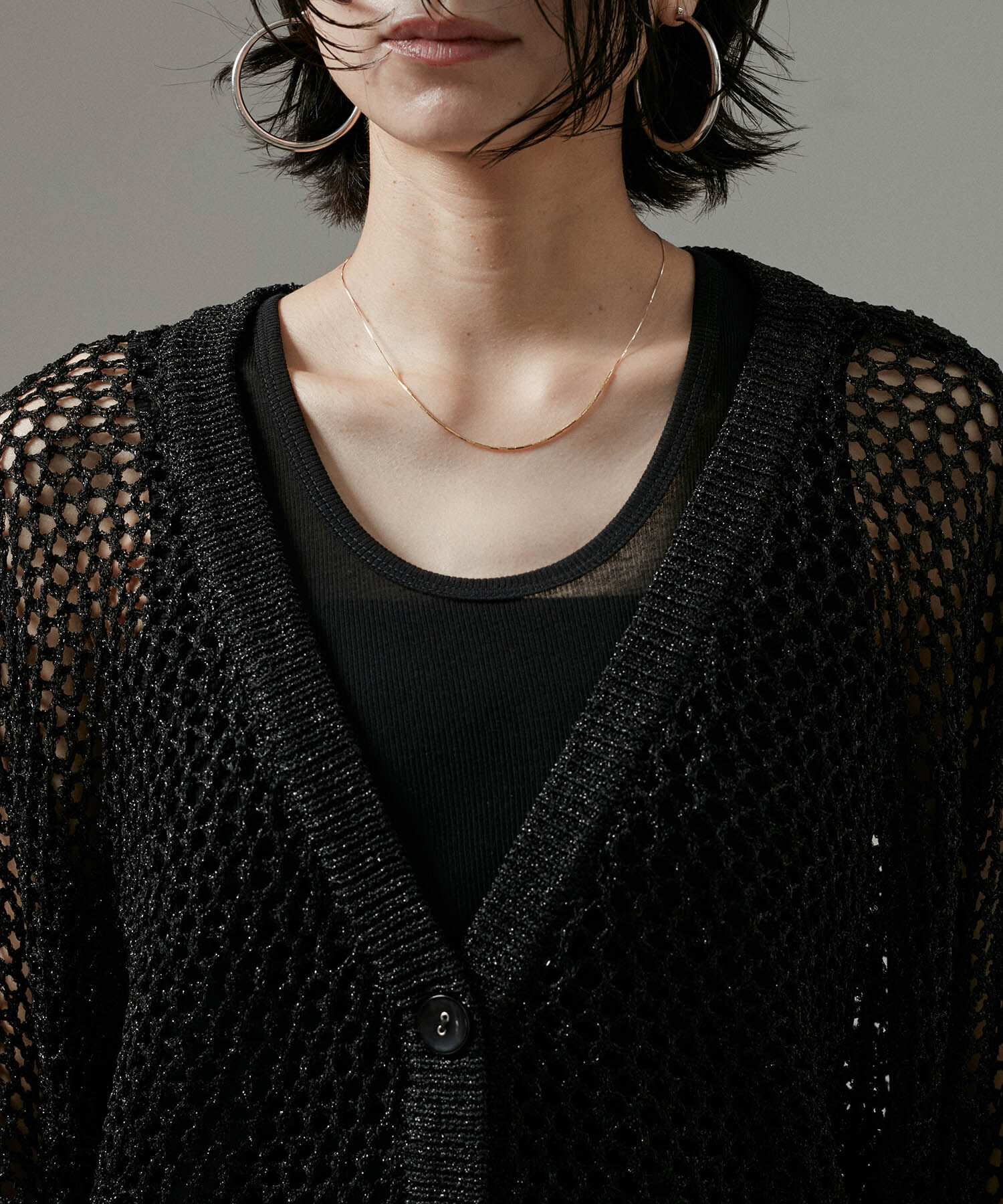 SALON adam et rope'「【WEB限定】ラメメッシュ2WAYカーディガン」|カーディガン|